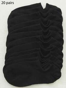 10 Pairs Women Socks Multicolor Ankle Socks, Summer Lightweight Breathable Non-Slip Invisible Boat Socks Black Socks - Black - View 7