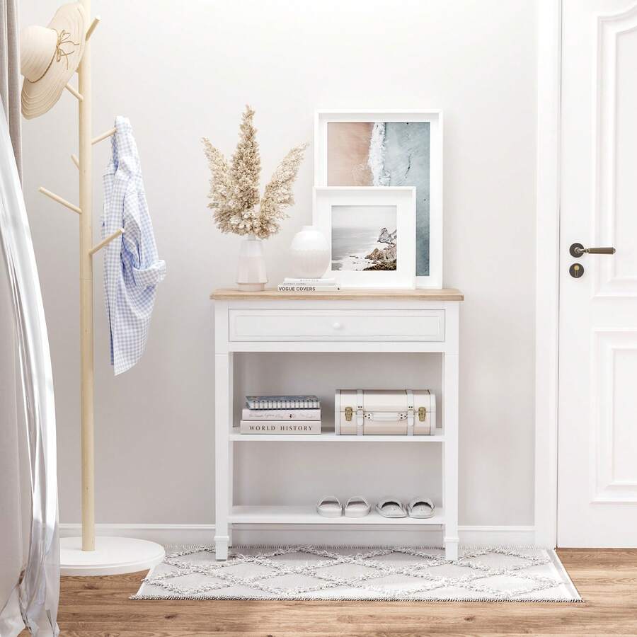 HOMCOM Mesa de banco - Blanco - Ver 1