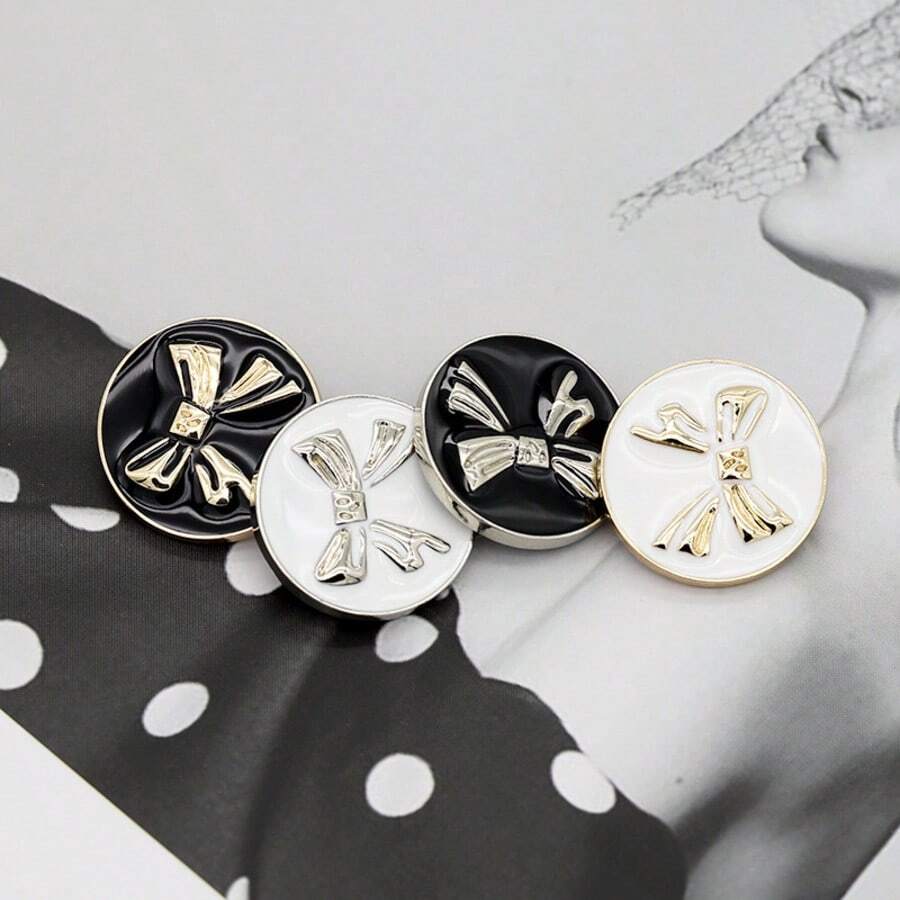 5/10 chiếc khuy bấm tròn bằng kim loại hình nơ, thích hợp cho áo khoác, áo vest, áo len, áo sơ mi, quần áo tự may, đồ thủ công, dụng cụ nghệ thuật, phụ kiện may vá. - Cung tròn - Xem 1