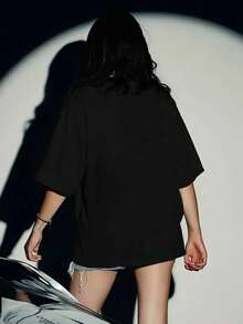 Womens 100 Cotton Short Sleeve Graphic T Shirt Beautiful Disaster Bull Skull With Roses Print Summer Fashion Shortsleeve Top Suitable For Outdoor Date Street Casual Style Perfect For Spring Summer Fall Great Gift Idea - 黑色 - 查看 5