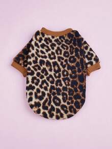 1pc Leopard Print Thermal Lined Pet Sweatshirt, Warm Winter Clothes For  And Cats - Multicolor - View 8
