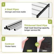 1pc Wardrobe Closet, Simple Dust-Proof Rental Home Use, Minimalist Assembly Storage Cabinet, Multi-Layer Clothing Rack - Black - View 10