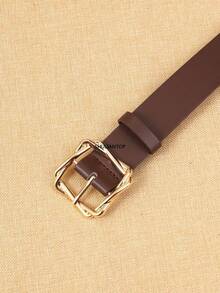 1pc Unisex Black, White, Khaki, Brown PU Leather Belt, Fashion Leather Belt Suitable For Miniskirt, Dress, Pants, Skirt, Suit, Daily Use - Coffee - View 3