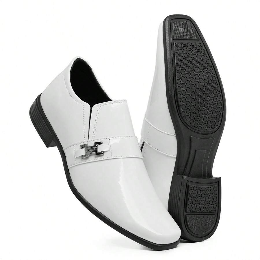 Comfortable Men's Dress Shoe Without Laces - White - View 1