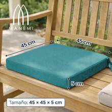 Pack de Cojín para silla 45x45x5 cm|Repelente al agua y fácil de limpiar|Con cintas de sujeción|Funda con cremallera desmontable|Uso interior y exterior|Ideal para comedor, terraza, jardín u oficina - Azul verdoso - Ver 2