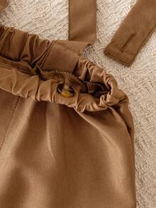 3pcs Baby Boys' Summer Casual Striped Polo Shirt, Bib Shorts, And Bow Tie Gentleman Outfit - Brown - View 9