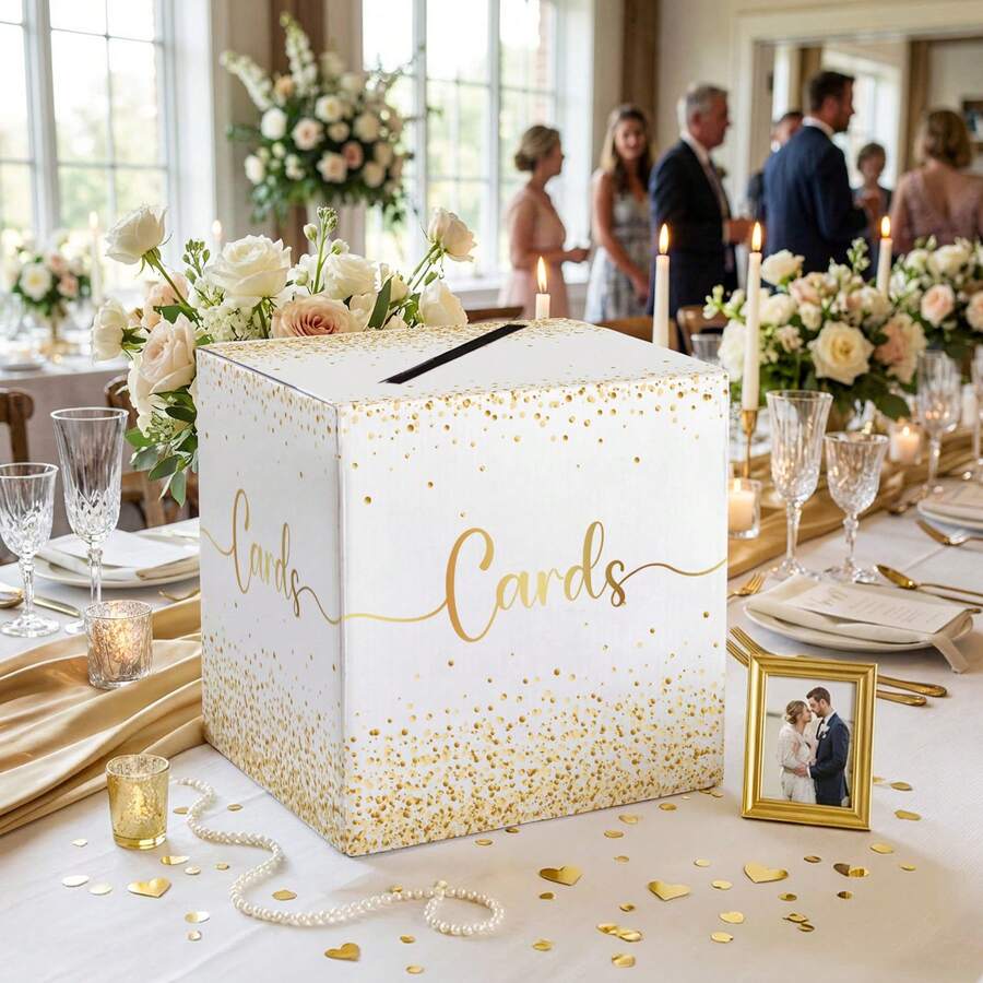 1 Pc, Wedding Card Box With Slots, Cardboard Gift Card Box, Suitable ...