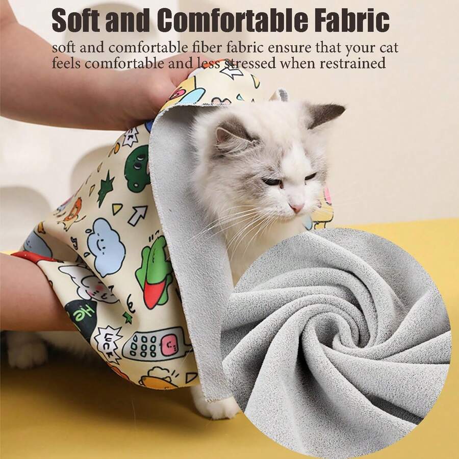 Cat Wrap For Grooming, Self-Adherent Soft Cat Blanket For Nail Clipping, Anti-Bite-Scratch-Escape Calming Wrap, Cats Burrito Swaddle, 27.5"/31.5"/35.5" - 查看 1