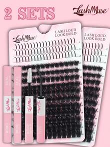 428片/214片 150D 假睫毛簇，长度0.31-0.63英寸，浓密型假睫毛簇，DIY 尖刺假睫毛，卡通假睫毛，仿貂毛假睫毛，浓密型假睫毛簇，包含睫毛胶、镊子和刷子，适用于万圣节、圣诞节、婚礼、派对和特殊场合。 - 粉色 - 查看 11