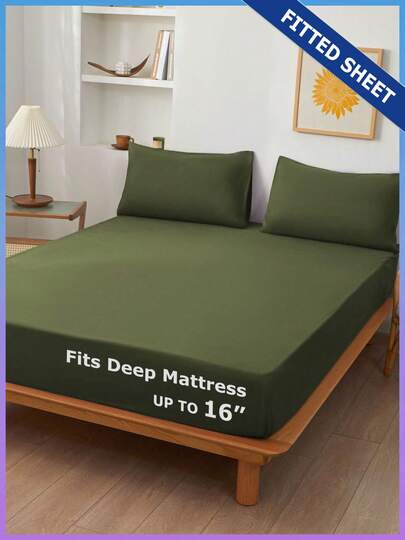 Queen Size Deep Pocket Fitted Sheet - Hotel Luxury Twin Fitted Sheet (Skirt Only) - Fits Mattress Up To 16 Inches (40 Cm) - Ultra Soft, Wrinkle & Fade Resistant, Deep Pocket Design - Breathable & Comfortable