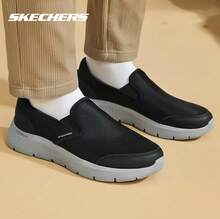 Skechers 男士 Go Walk Flex 休闲步行鞋 - 黑色/灰色 - 查看 3
