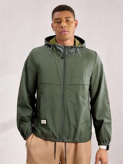 Driftmere New Men's Solid Color Long Sleeve Lightweight Casual Outdoor Sports Windbreaker For Summer, For Fall