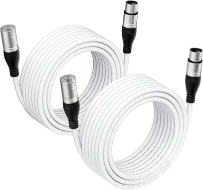 EBXYA XLR Cable 25 Ft 2 Packs - Premium Microphone Cable Patch Speaker Cable 3-Pin XLR Male To Female, White
