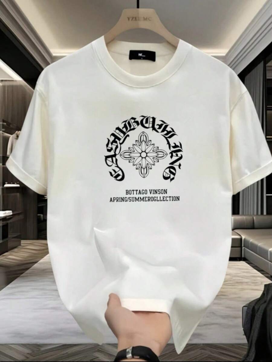 Camiseta de manga corta para hombre, sencilla y clásica, de cuello redondo, agradable al tacto y transpirable, una prenda básica holgada y versátil para el verano, ideal para jóvenes. - Blanco - Ver 1