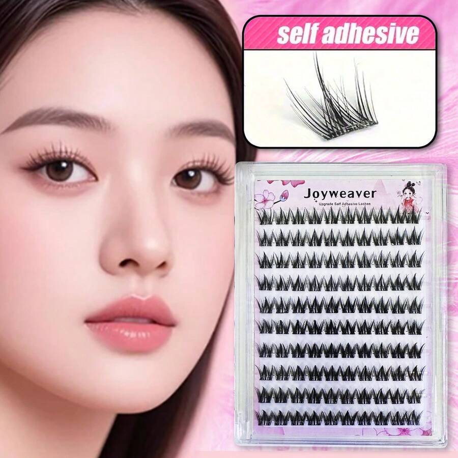 100 Clusters Self-Adhesive Eyelashes - C-Curl Slender Dog Style, 10-12mm Mixed Lengths, 0.07mm Ultra-Thin Natural Lashes For Anime/Doll/Cat-Eye Looks, Beginner-Friendly False Lashes To Enlarge Eyes, Eye Lash Extensions Supplies, Beginnerfriendly Makeup, Wispy Lash Effect, Lightweight Lash Clusters, Lash Enhancement, Beauty Lovers - C - 查看 1