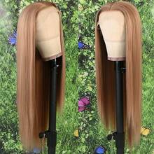 13x4 Free Part Mint Green Long Straight Lace Front Wigs Glueless Long Silky Straight Wigs Pre Plucked HD Lace 180% Density Light Green Wig Soft Free Part Wear And Go Lace Front Wigs For Fashion Women Party & Daily Wear 26 Inch - 挑染金色 - 查看 3