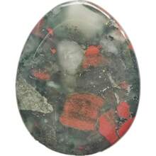 Hand Carved Natural African Bloodstone Thumb Worry Stone, Heart Chakra Crystal For Anxiety Stress Relief Meditation Relaxation Healing Gemstone - 多非洲血石 - 查看 2
