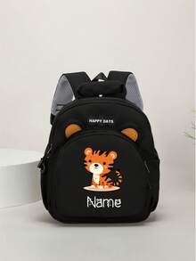Mochila personalizable con cremallera para auriculares y estampado de oso, personalizada con su nombre o información festiva. Adecuada para la escuela, la clase de baile y los viajes. Excelente como regalo de cumpleaños, bolsa de recuerdo, regalo de Navidad o Año Nuevo. Dirección de la cremallera al azar. - Multicolor - Ver 6
