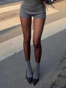 Women's Black Sheer Tights - Semi-Transparent & Stretchy, Light Coverage Leggings For Date Night & Everyday Chic - Black - View 6