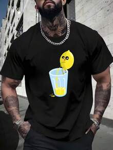 Camiseta Unissex Estampada Bebida Limão Em Cima do Copo Camisa Estilosa Masculina e Feminina - 100% Algodão Promoção Frete Grátis Rápido - Preto - Visão 1