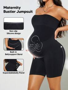 Women's Solid Color Minimalist Bandeau Bodysuit - Black - View 1