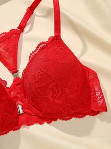 mimilemon 2pcs Front Closure Lace Underwire Push-Up Bra Set - Sexy Back Design, Comfortable Supportive Fit, Suitable For Daily & Sexy Looks - Multicolor - View 5