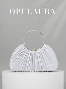 OpulAura Women Metallic Luxury Evening Clutch Purse - High End Leather Banquet Bag, Elegant Shiny Formal Party Handbag Suitable For Gowns, Galas, Weddings, Brides, Bridesmaids, Birthday Dresses, Best Choice Elegant Bag For Bridal Shower, Clutch Bag For Wedding, Party Bags,Perfect For Party Wedding Prom Dinner/Banquet Matching With Holiday Party Dress Evening Dress & Sequin Dress - 銀色 - 查看 1