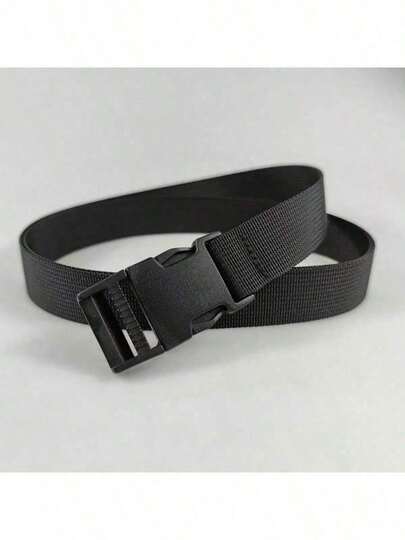 1条扁平塑料扣腰带，塑料扣战术帆布腰带，男女通用休闲牛仔裤腰带，适合女性夏季/学校/秋季、运动/户外穿着，可调节，透气，速干，训练，无金属，日常佩戴