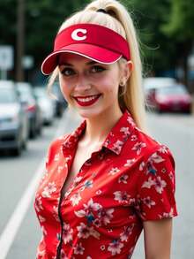 1pc A-Z Letter Open-Top Sun Visor Baseball Cap, Outdoor Sun Protection Sports Use,Summer,Beach,Hat,Holiday,Travel - Red - View 2