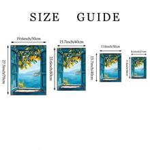 1 pieza Pintura en lienzo con escenario de ventana mediterránea, impresión de árbol de limón costero, paisaje de la italiana, decoración estética azul, adecuado para dormitorio, sala de estar o decoración de pared de apartamento, regalo para ella, marco no incluido - Multicolor - Ver 8