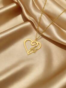 Heart-Shaped Double Couple Names Custom Necklace 18K Gold Plated Personalized Stainless Steel Necklaces Customized Jewelry Valentine's Day Gifts - Multicolor - View 6
