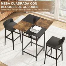 Mesa de bar, mesa de cocina pequeña 60 X 60 X 90 Cm, para cocina, comedor, industrial - Negro - Ver 5
