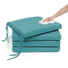 Pack de Cojín para silla 45x45x5 cm|Repelente al agua y fácil de limpiar|Con cintas de sujeción|Funda con cremallera desmontable|Uso interior y exterior|Ideal para comedor, terraza, jardín u oficina - Azul verdoso - Ver 9