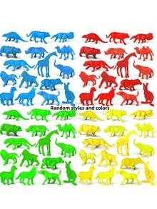 12 件/40 件/60 件套装，微型软橡胶逼真恐龙模型，约 2 英寸，装饰性派对礼品，节日礼物（颜色和款式随机搭配） - 彩色 - 查看 5