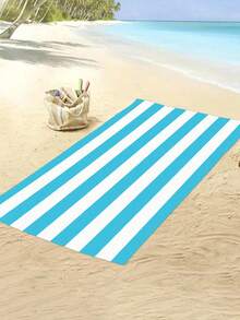 1Pc 29x58 Inch Super Thin Oversized  Stripe Beach Towel, Made With Polyester Cotton And Microfiber Bath Towel, Extra Large  Accessories Essentials Soft Lightweight For Travel Pool Bath Swim Camping Towels Men Women Adults Gift - A1 - 查看 3