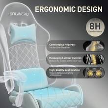 HLDIRECT Gaming Chair With Massage Lumbar Pillow, Breathable Felt Fabric, 90-135° Reclining, Linkage Armrests, Footrest, Ergonomic Office Chair For Adults - Màu xanh nhạt - Xem 6