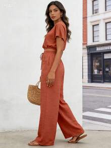 Lady's Comfortable Vacation Work Uniform For Casual And Fashionable Wear - 橘紅色 - 查看 1