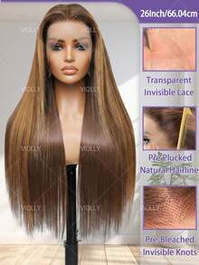 VIOLLY 28 Inch Long Black Straight Lace Front Wigs Glueless Human Hair 180% Density Women's 13x4 Full Frontal Transparent HD Lace Wig Pre Plucked Hairline With Baby Hair Can Free Part Available Brown Ombre Highlight Honey Blonde Straight 8-34 Inch 5x5 Pre Cut Lace Wear And Go Glueless Wig Throw On & Go - SP4/27 - View 2