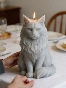 1pc Realistic Maine Coon Cat Silicone Mold Lifelike Tabby Texture Reusable For DIY Candle Soap Plaster Resin Craft Pet Theme Decor - A - View 2
