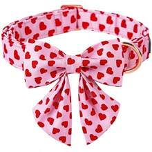 ARING PET Collar de perro para el día de San Valentín adorable collar de perro de corazón rosa con corbatín marinero cómodos collares de perro para niña con hebilla de metal para perros pequeños medianos y grandes - Mediano - Ver 2