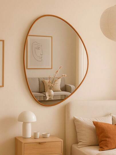 Espelho Orgânico Com Moldura Adnet Decorativo Lapidado Quarto Sala Banheiro Completo