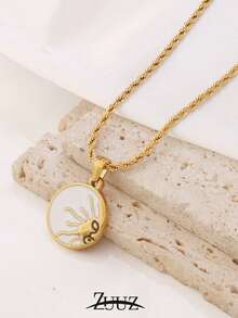 1pc 18K Gold Plated Stainless Steel Colorful Sun Charm Necklace For Women Fashion Female Jewelry Gifts - necklace - View 6