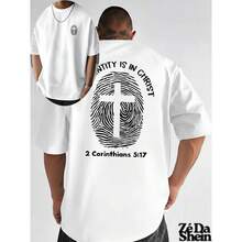 Camiseta Streetwear Gospel Igreja Religiosa Oração Digital 2 Corinthians 5:17 Street Cultura Urbana Unissex 100% Algodão Top Premium Streetwear Envio Imediato Varias Cores!! - Branco - Visão 1