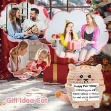 4pcs/Set Handmade Crochet Desktop Decor Ornaments, Cute Monkey, Apple, Bread, Cat Plush Dolls, Ideal Gifts For Best Friends, Birthday, Sisters, Moms, Grandmas, Coworkers, Family, Keychains, Positive Emotion Support, Christmas, Valentine's Day, Thanksgiving, Home Decor, Plush Toys - Multicolor - View 7