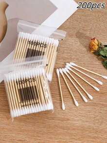200/1000Pcs Double-Headed Cotton Swabs, 2-In-1 For Ear Cleaning & Makeup Removal, Multi-Purpose Personal Care Cotton Buds, Household Essential - Multicolor - View 9