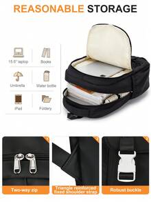 Cute Aesthetic Style Student Backpack, Casual Daypack, Japanese Kawaii Middle/High School Backpack For Girls, Waterproof Durable Large Capacity Multi-Pocket, Fits 15.6" Laptop, College Student School Bag, Lightweight Computer Backpack, Durable Student Backpack, Casual Backpack Travel Bag With Laptop Compartment, Unisex Student Backpack Office Bag - Multicolor - View 5