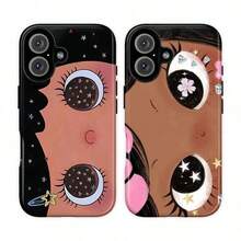 Dreamy INS Glittering Big Eyes Comic Girl Lovely Phone Case, Cute Kawaii Big Eye Anime Phone Case For IPhone 17 16 15 14 13 12 11 Pro Max X XS & SS Galaxy S21–S25 Plus Ultra, Kawaii Aesthetic Big Eyelash Tough Case,Cute Y2K Cartoon Girl Gift For Her Him - 1pc - 查看 10