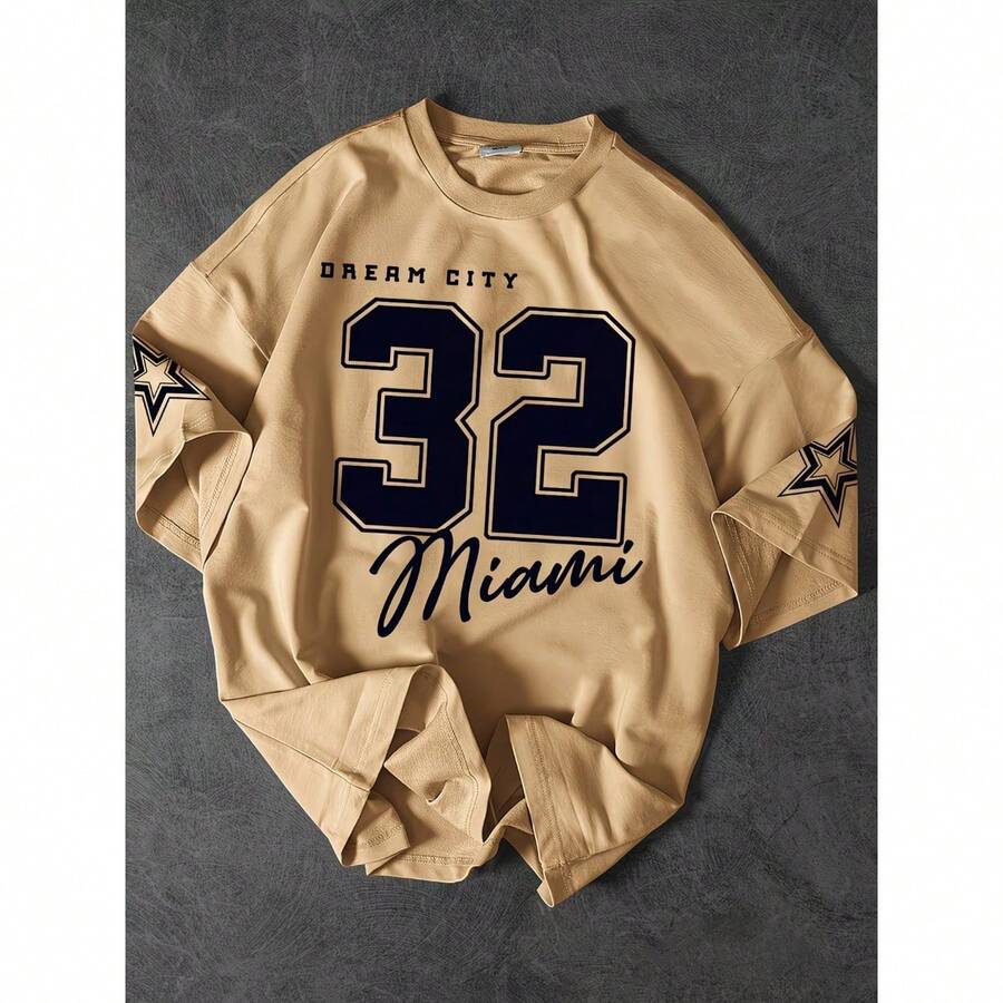 T-Shirt 32 Miami Shirt Blouse Unisex Men's Women's 100% Cotton Top Premium Streetwear New Release Immediate Shipping Various Colors!! - 米色 - 查看 1