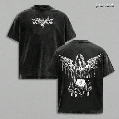 Sudadera con capucha Y2K Gothic Angel Washed, Camiseta Sad Angel – Ropa urbana de estética oscura, Ropa 2k, Camisetas oversize para hombre, Ropa de gimnasio, Ropa gótica y2k, Ropa vintage para hombre