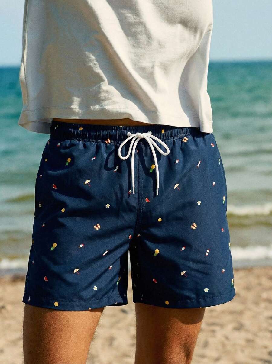 Open Phase MADHERO Men's Beach Shorts, Casual Holiday Style Men Swim Trunks Men Swim Trunks - Blue - View 1